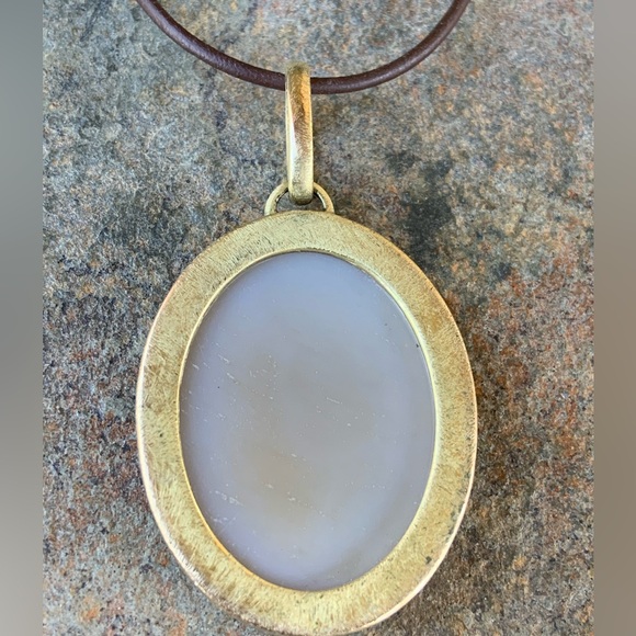 Marcia Moran * Beautiful Gold & Silver Druzy Pendant Necklace - Picture 9 of 11